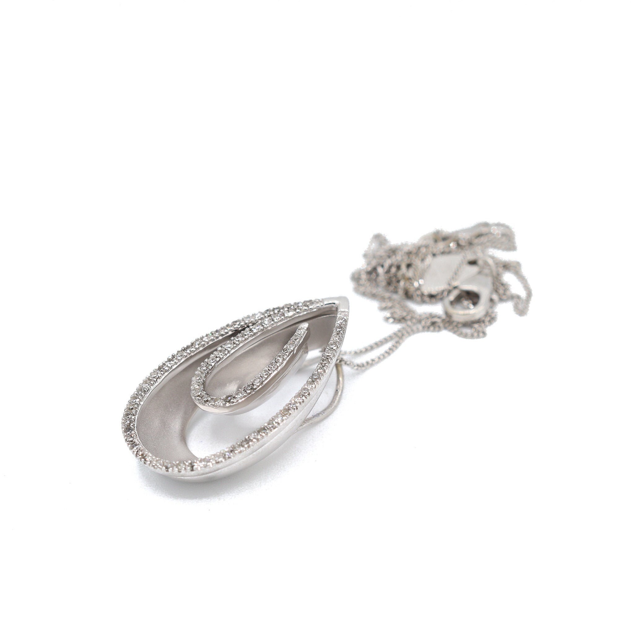 14K White Gold Herringbone Diamond Necklace 0.59 Ct. Natural Etsy