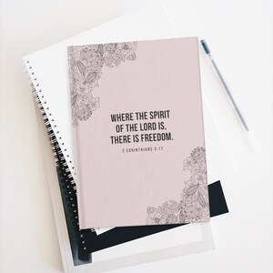 Where the Spirit of the Lord is, There is Freedom Journal | Pink | Ruled Line, Bible Study, Sermon Notes, Gratitude Journal, Prayer Journal