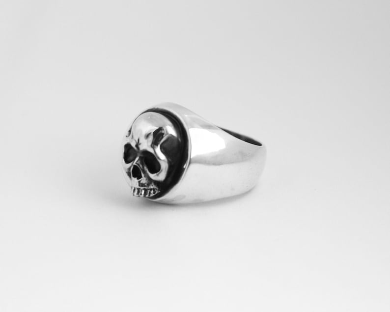 mirror polished ring Skull Silver Ring Sterling silver 925-biker gothic rock jewelry