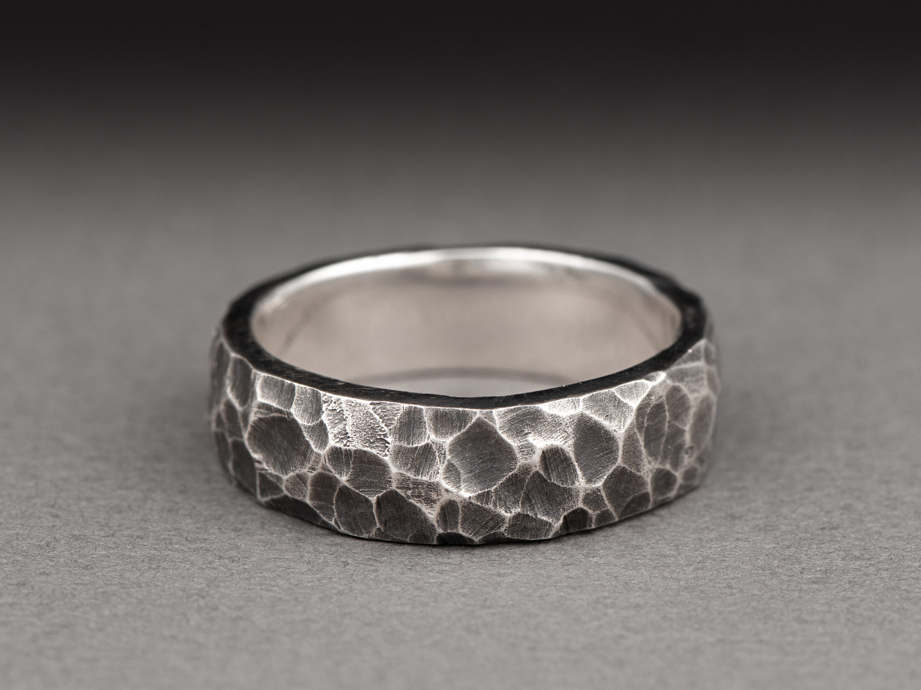 Hammered Sterling Silver RingWide Sterling Silver Stacking Etsy
