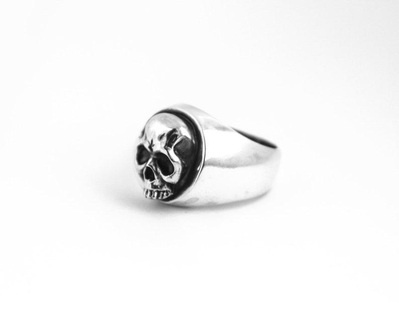 mirror polished ring Skull Silver Ring Sterling silver 925-biker gothic rock jewelry