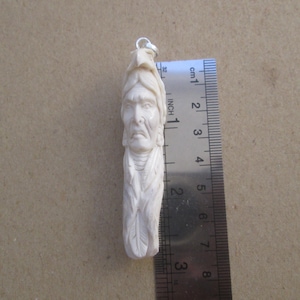 Indianer Adler Geweih Anhänger, Hirsch Horn Bali Knochen Carving mit Sterling Silber Anhänger PD01010625