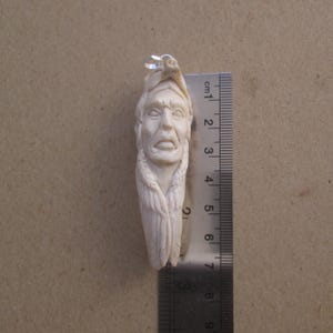 Indischer Wolf geschnitzt Geweih Anhänger, Hirsch Horn Bali Knochen schnitzen mit Sterling Silber Anhänger PD09010625