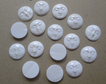 30 mm Sleeping Moon Face Bead Cabochon (Excellent Qualit) Hand Carved, Cow Bone Bali Bone Carving