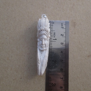 Indische Geweih Anhänger, Hirsch Horn Bali Knochen Carving mit Sterling Silber Anhänger PD08010625