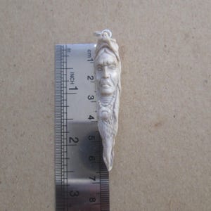 Indianer Wolf Adler Geweih Anhänger, Hirsch Horn Bali Knochen Carving mit Sterling Silber Anhänger PD04010625