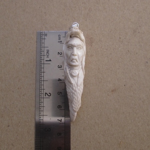 Indianer Wolf Adler Geweih Anhänger, Hirsch Horn Bali Knochen Schnitzerei mit Sterling Silber Anhänger PD15010625