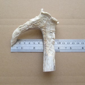 Mountain Man Wizard Carved Antler Handle, Deer Horn Bali Bone Carving HD06191221