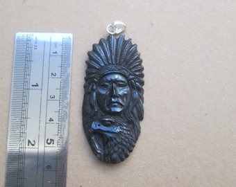 Indian Eagle Carved Pendant, Buffalo Horn Bali Bone Carving avec Sterling Silver Bail PD05250421