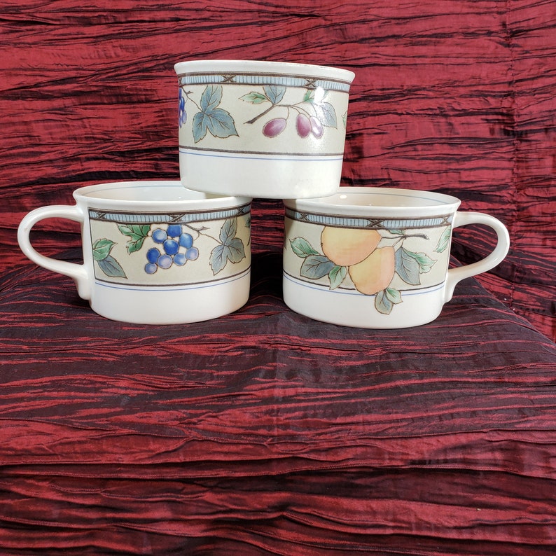 Mikasa Intaglio Garden Harvest 3 Three Cups Fruit Grapes Etsy