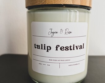 Bougie à la cire de soja Fête des tulipes