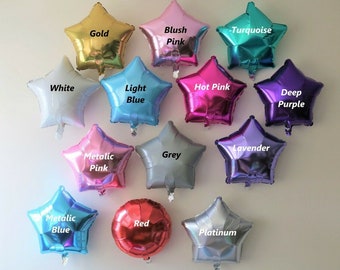 5 - Globos de lámina en forma de estrella mylar de 18 "/ Made In USA / Globos de graduación / Globos de cumpleaños / Globos del Día de la Madre / Paquete de globos