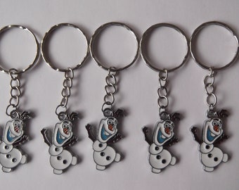 Set of 5 Olaf/Frozen inspired Keyrings Keychains Enamel Charm Party Fillers