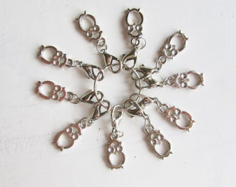 10 X Owl Stitch Markers, stitch markers for crochet, knitting, place markers, progress keepers, knitting notions