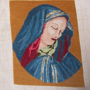 Madonna vintage tapestry, Wall Hanging, Completed needlepoint christian tapestry, gobelin.
