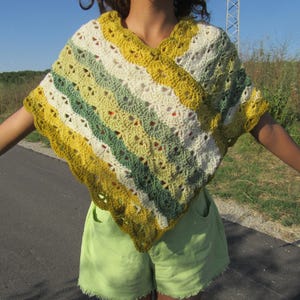 Crochet Summer Autumn Spring Poncho Cardigan Shrug  Holiday Beach Cover up Essential Loose Cover up Mesh Knit  Gift Knited Poncho
