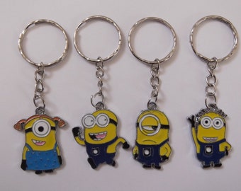 4 x Keyrings Keychain  Enamel Charm Party Bag Fillers Organza Gift Bags