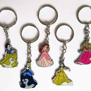 Set von 5 Disney Prinzessin Schlüsselanhänger Emaille Charme Organza Tasche Kinder Party Beutel Füllstoffe