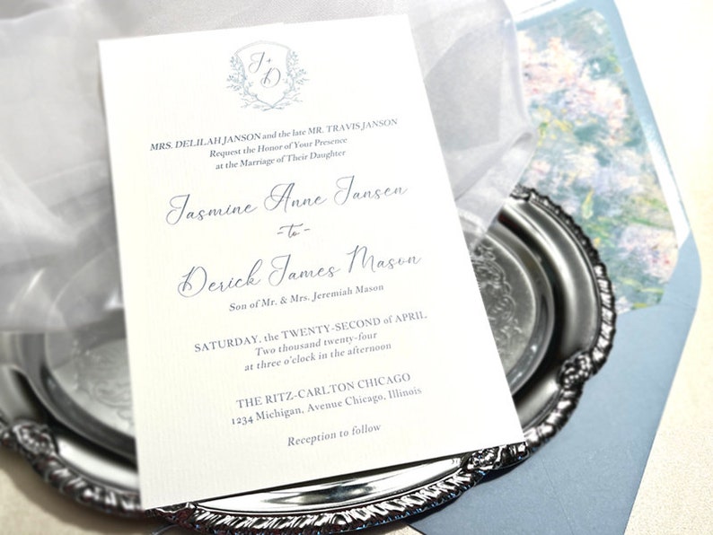 Vintage Crest Wedding Invitation Template, Formal Elegant Suite ...