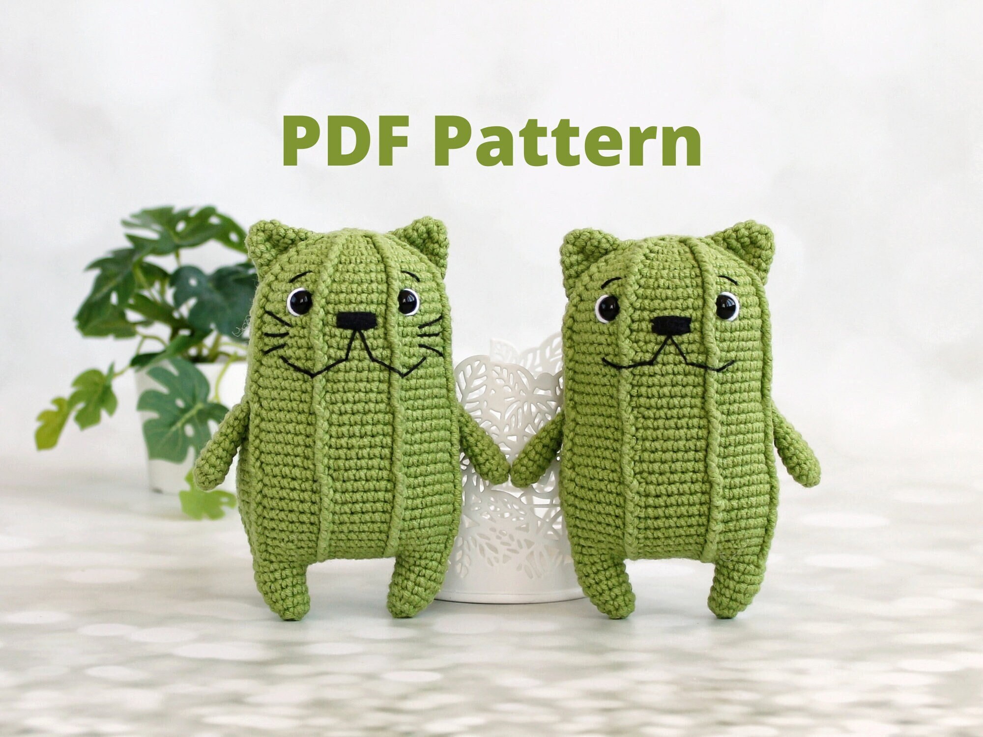 Catcus Crochet Pattern Cat Cactus Amigurumi Crochet PDF | Etsy