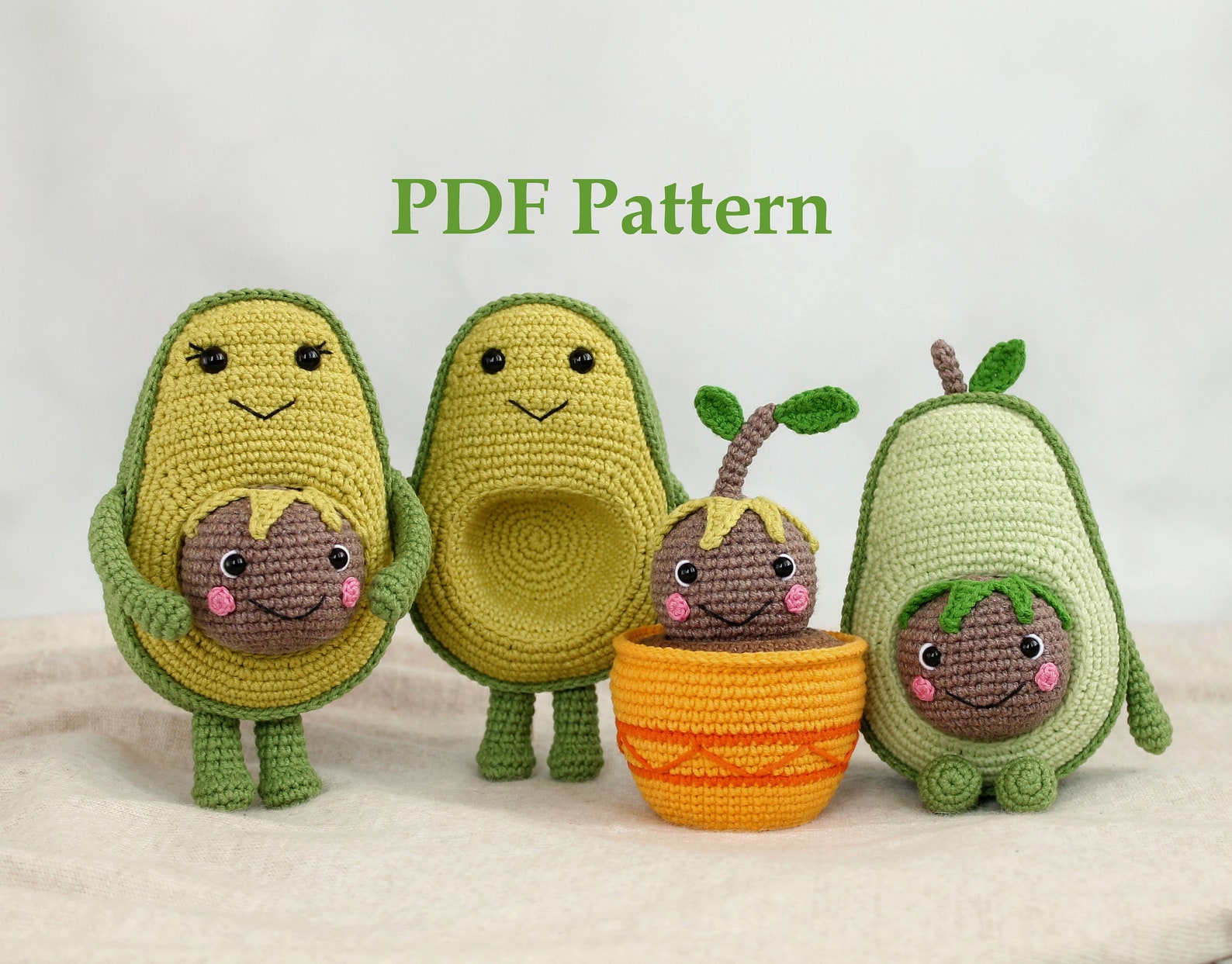 Avocado Family Crochet Pattern Amigurumi Baby and Mum Etsy