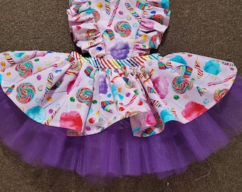 Barboteuse d'anniversaire thème Candyland, tutu gâteau smash Candyland, robe de Noël Candyland