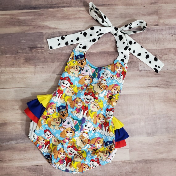 Paw Patrol Inspired Romper, Paw Patrol Birthday Outfit, first Birthday Romper, Cake Smash outfit