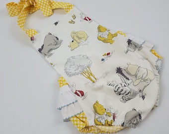 Winnie The Pooh Inspired Romper, First Birthday Romper, Pooh and Tiger Romper, Winnie The Pooh Inspired Birthday Party