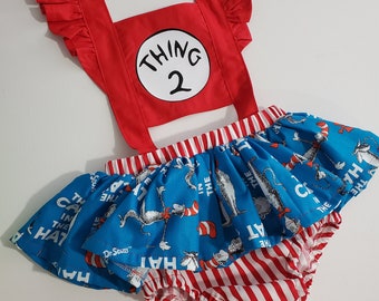 Dr. Seuss Inspired Birthday Romper, Thing One Romper, Thing One Birthday Outfit