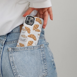 Croissant Phone Case, Coffee Phone Case, Coffee and Croissant Phone Case, Trending Phone Case, Coffee Shop Gifts
