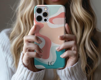 Pastel Wavy Abstract Phone Case, Dual Layer Protection