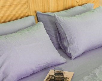 Pastel Lavender Linen Pillowcase Gray Purple Pillow Cover Etsy