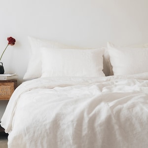 White linen pillowcase 1 Pillowcase White pillow cover King Queen Standard Euro Custom size Envelope closure Stonewashed