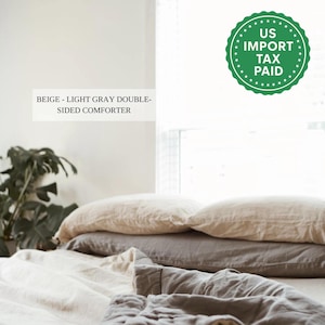 60 colors double sided linen comforter Softened medium weight linen  Cotton sintepon linen insert duvet Beige brown blanket