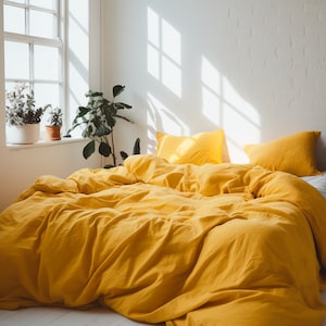 Turmeric linen duvet cover 1 duvet cover Softened linen Orange comforter cover Quilt cover Twin Double Full Queen King Custom