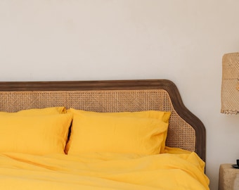 SOFORT LIEFERBAR Gelber Leinenbettbezug Bettbezug Softened Leinenbettwäsche Trösterbezug Quilt-Bezug