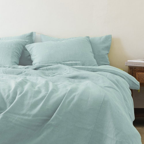 Forest Green Linen Bedding Set / 1 Duvet Cover 2 Pillowcases | Etsy