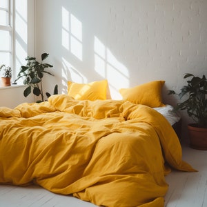 Turmeric linen duvet cover 1 duvet cover Softened linen Orange comforter cover Quilt cover Twin Double Full Queen King Custom