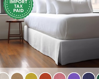 Skräddarsydd sängkjol i linne i vitt och andra färger Skräddarsydd sängkjol Stentvättat linne Bröllopspresent Queen King Dubbel anpassad storlek