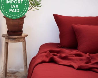 Maroon linen flat sheet 1 Flat sheet Softened linen sheet Stonewashed linen Linen bedsheet Farmhouse decor
