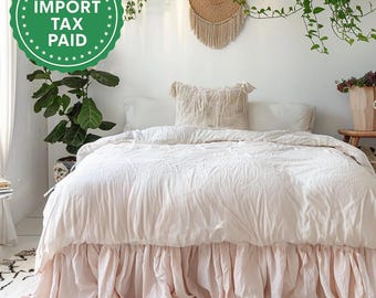 Blush Pink and Other Colors Bed Skirt Softened Linen Bed Skirt