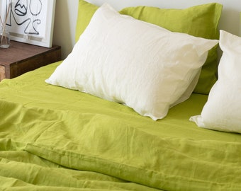 Chartreuse Green Linen Duvet Cover / 1 