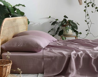 Woodrose Leinen Bettlaken Dusty Rose Bettlaken Lila Rosa