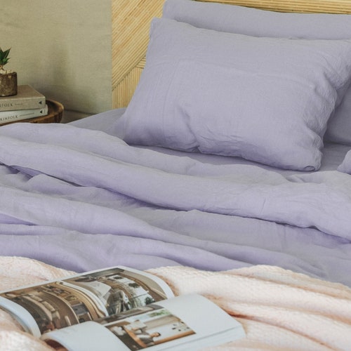 Pastel Lavender Linen Bedding Set / 1 Duvet Cover 2 Etsy