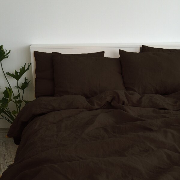 Brown Linen Pillow Etsy