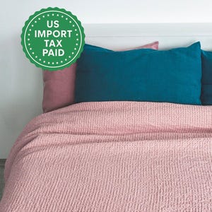 Rose pink waffle linen coverlet Softened linen Heavy weight Twin Full Double Queen King California King, Custom size bed cover