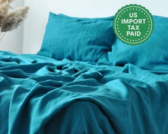 Sea wave linen pillowcase King Queen Standard Euro Toddler Deco, Body, Australian, Lumbar, Custom size Envelope closure