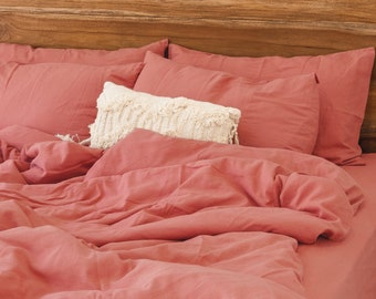 Rust pink linen pillowcase / Linen pillow cover / King, Queen, Standard, Euro, Deco, Toddler, Lumbar, Custom size / Envelope closure