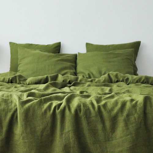 Olive Linen Duvet Cover / 1 Duvet Cover / Softened Linen / Etsy