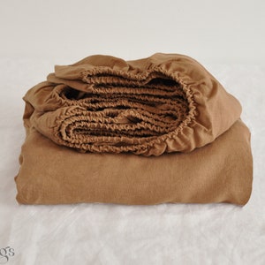 Clay linen fitted sheet 1 Fitted sheet Softened linen sheet Stonewashed linen Linen bedsheet brown fitted sheet washed linen